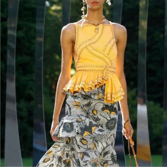 Ulla Johnson Pilar Peplum Top Papaya Orange Size 6 - Picture 5 of 12